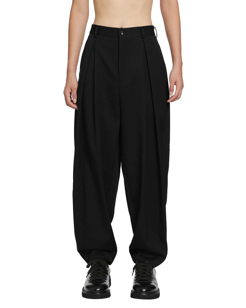 Comme des Garçons Black Pleated Wool Pants for men