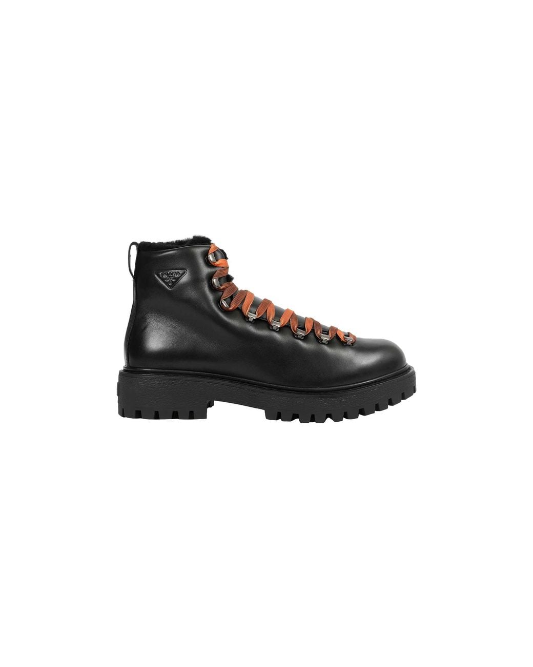 Prada Black Lace-Up Ankle Boots for men