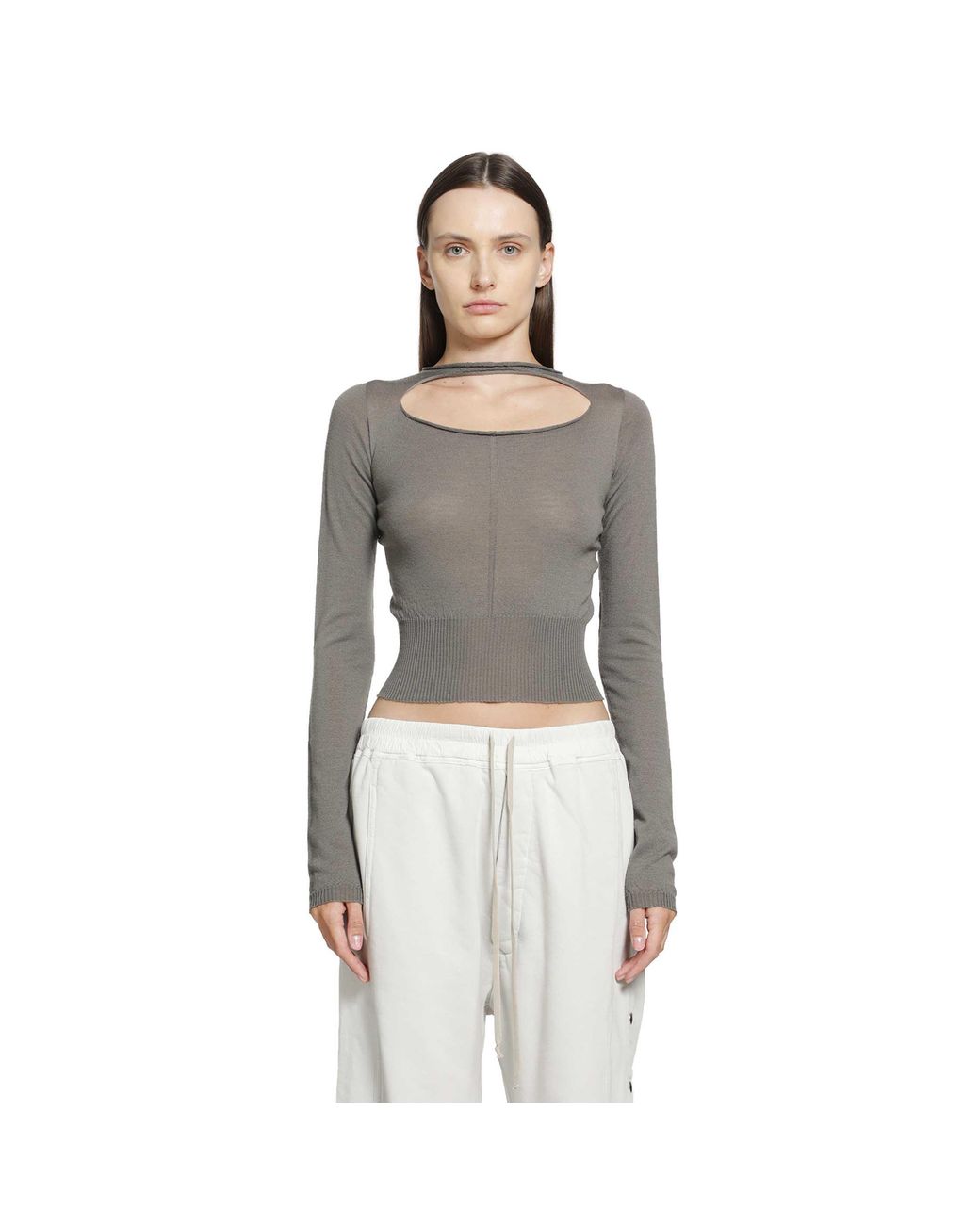 Rick Owens Gray Tower Slashed Pull