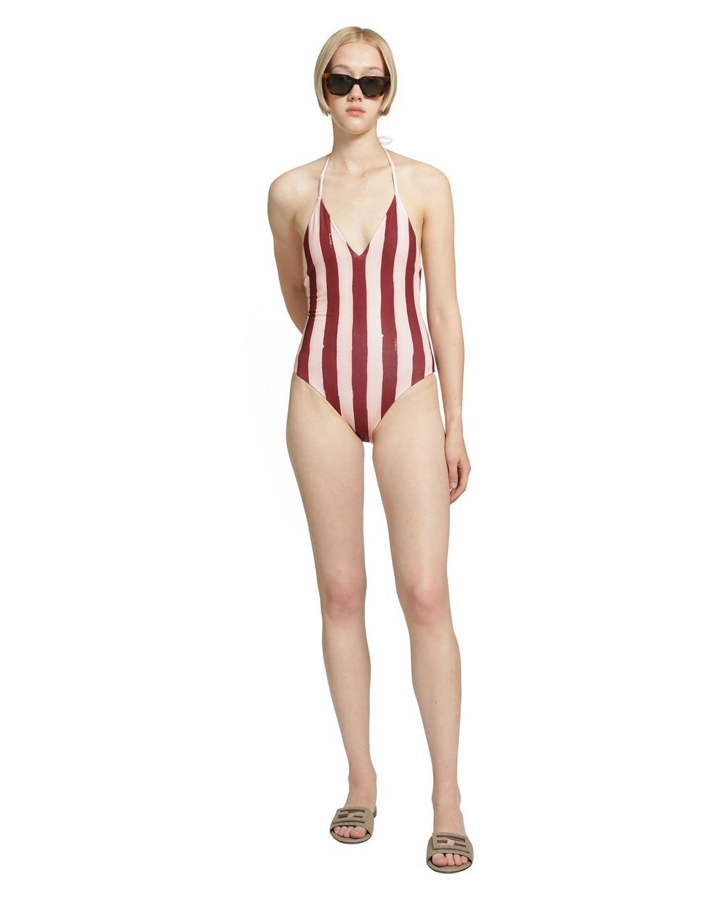 Fendi Pink Striped Swimsuit