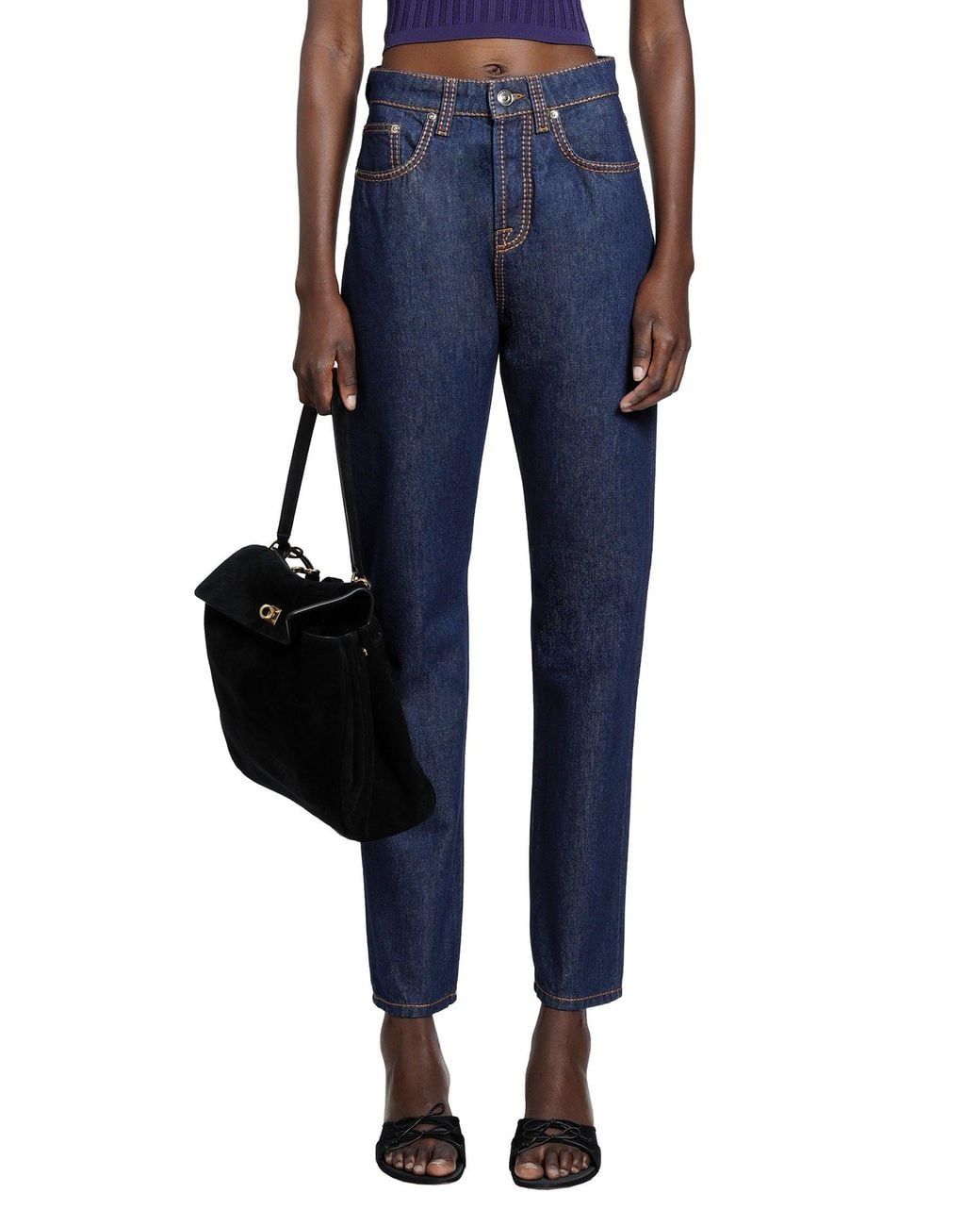 Versace Blue High-Waist Straight Jeans