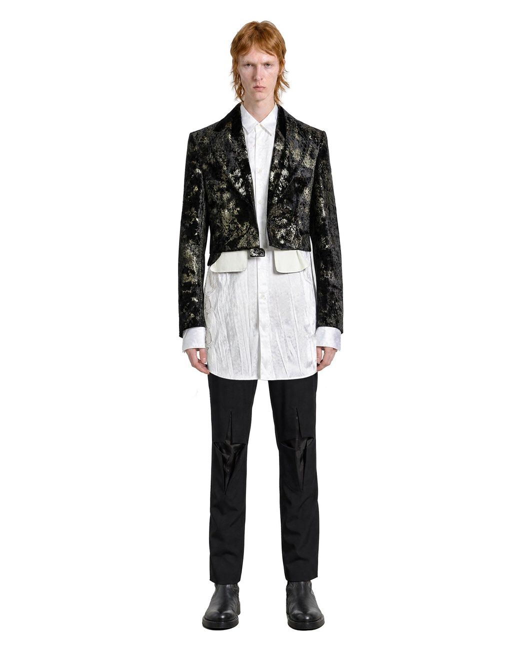 Comme des Garçons White Dotted Satin And Lace Pocket Shirt for men