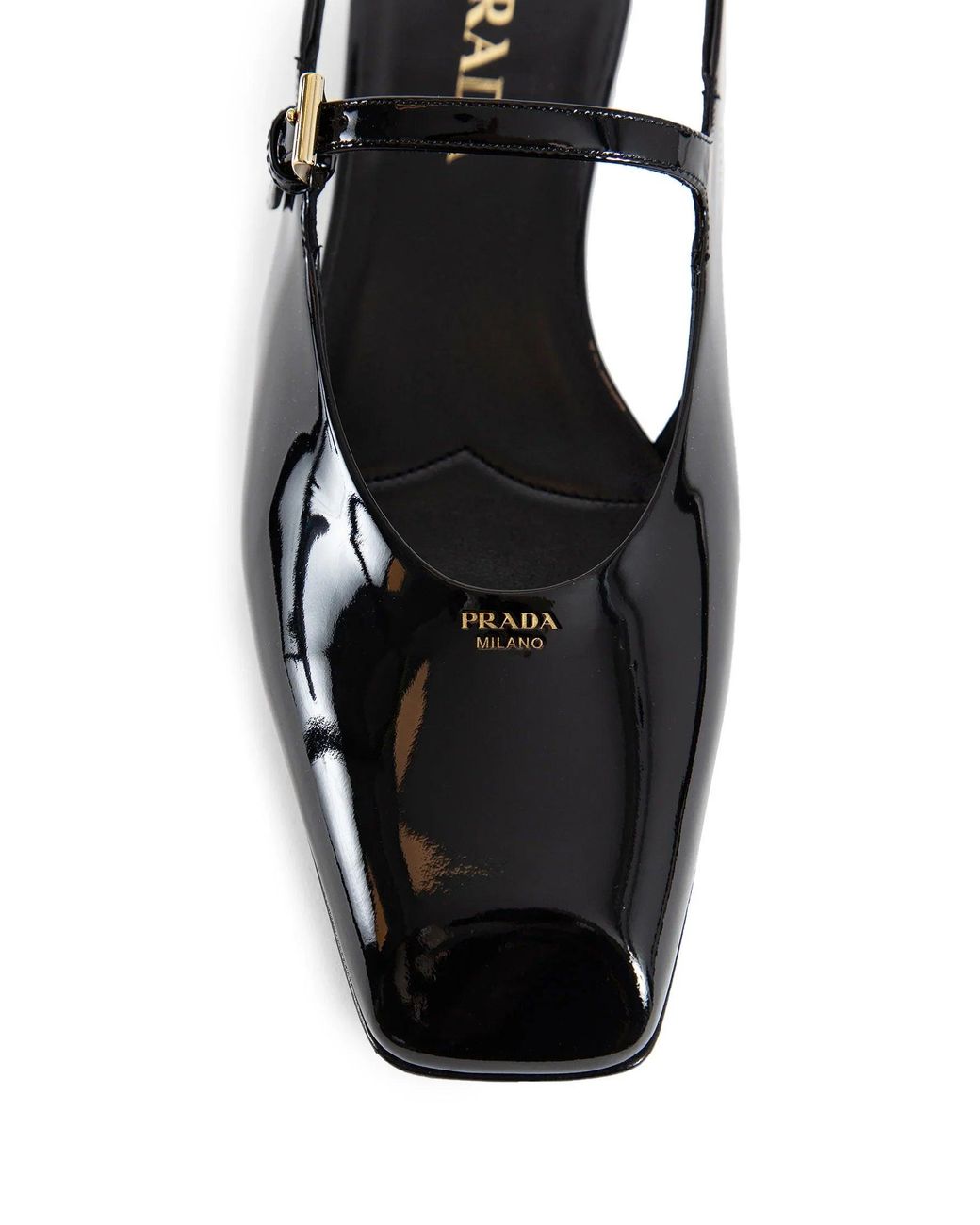 Prada Black Patent Leather Slingback Ballerinas