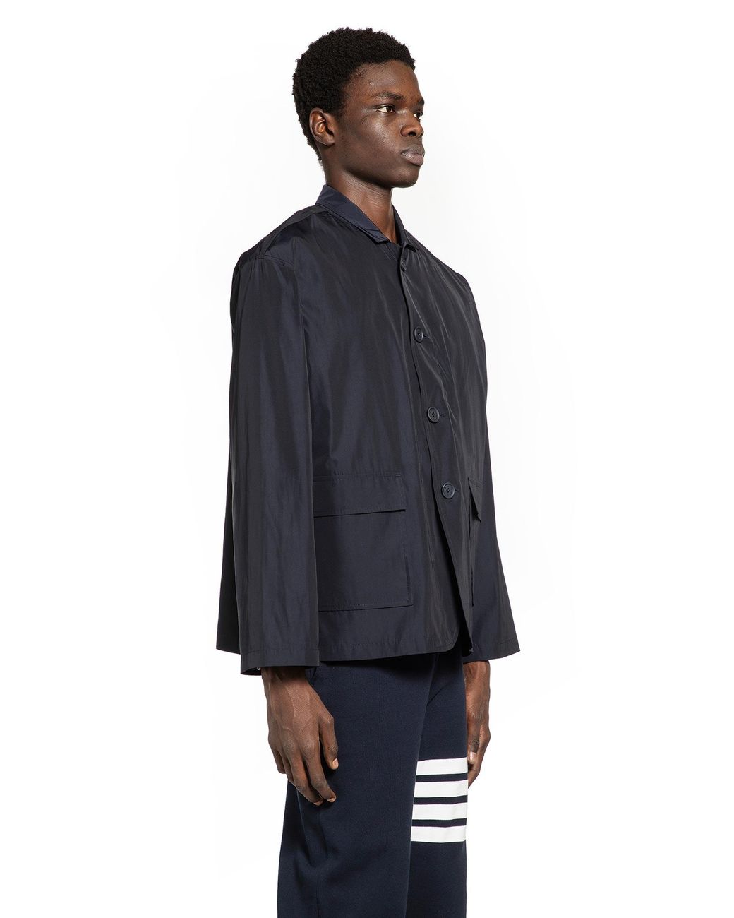 Thom Browne Blue Packable Logo Print Jacket In for men