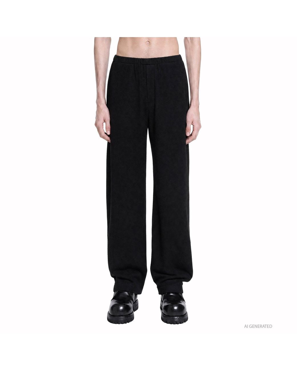 Ssstein Black Fleece Twist Pants for men