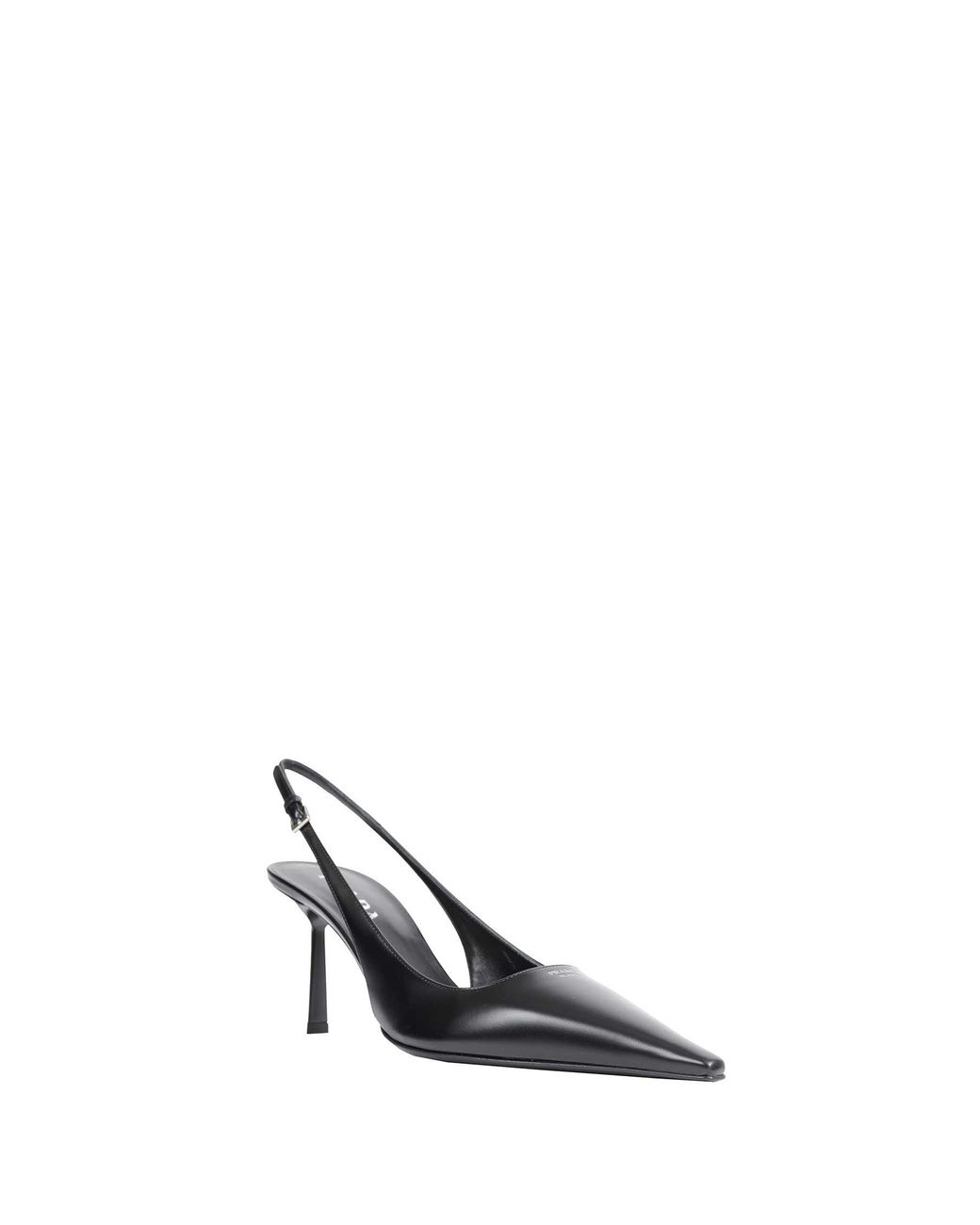 Prada Black Brushed Leather Slingback Pumps