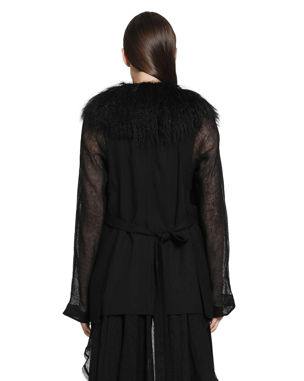 Yehuafan Black Fur Jacket