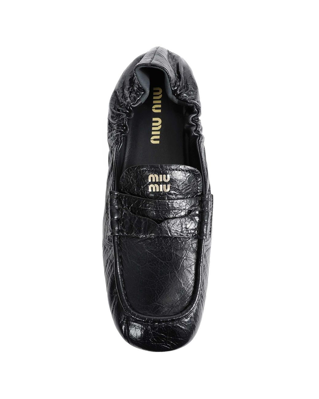 Miu Miu Black Ruches Nappa Leather Loafers