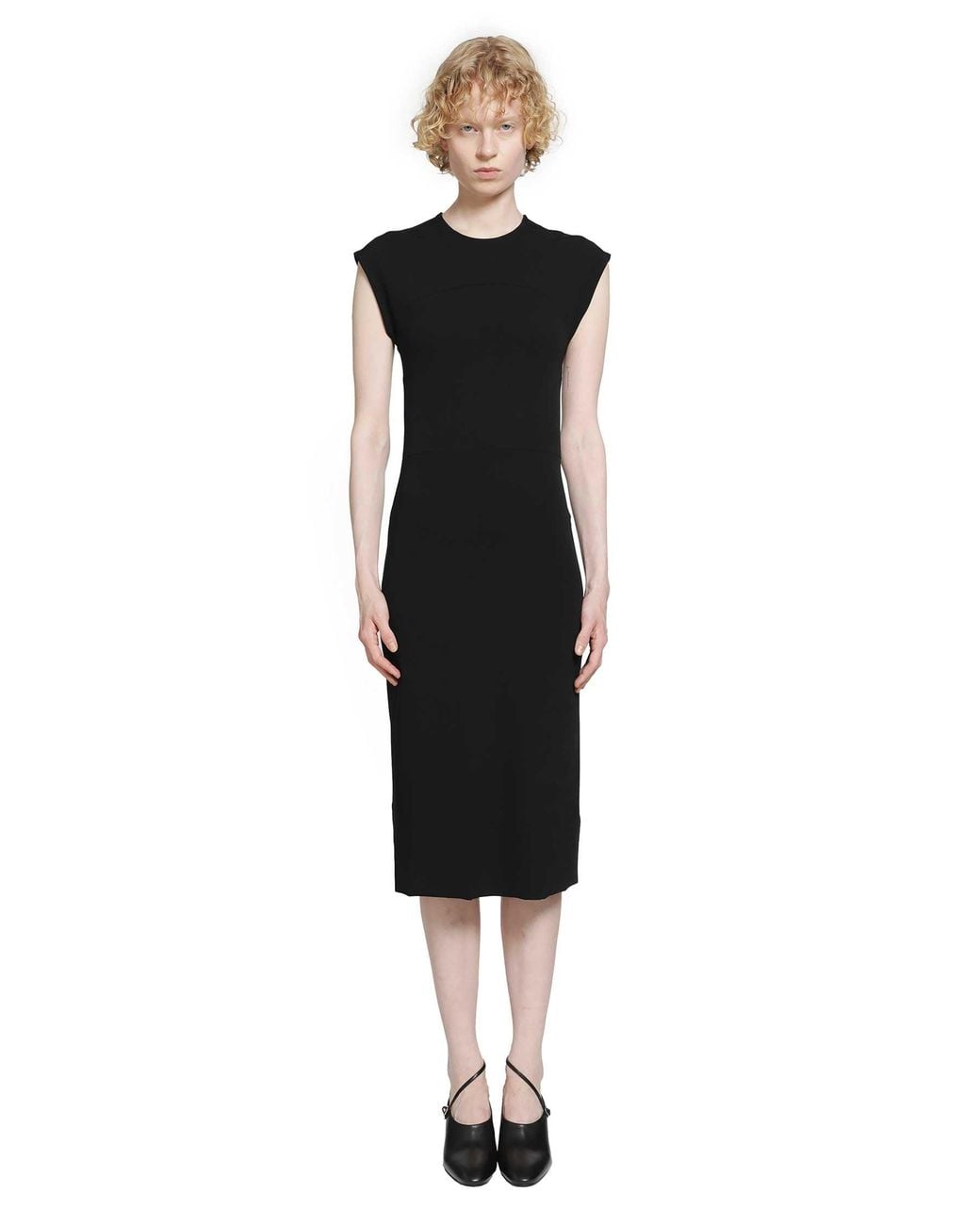 Jil Sander Black Lightweight Viscose Crewneck Dress