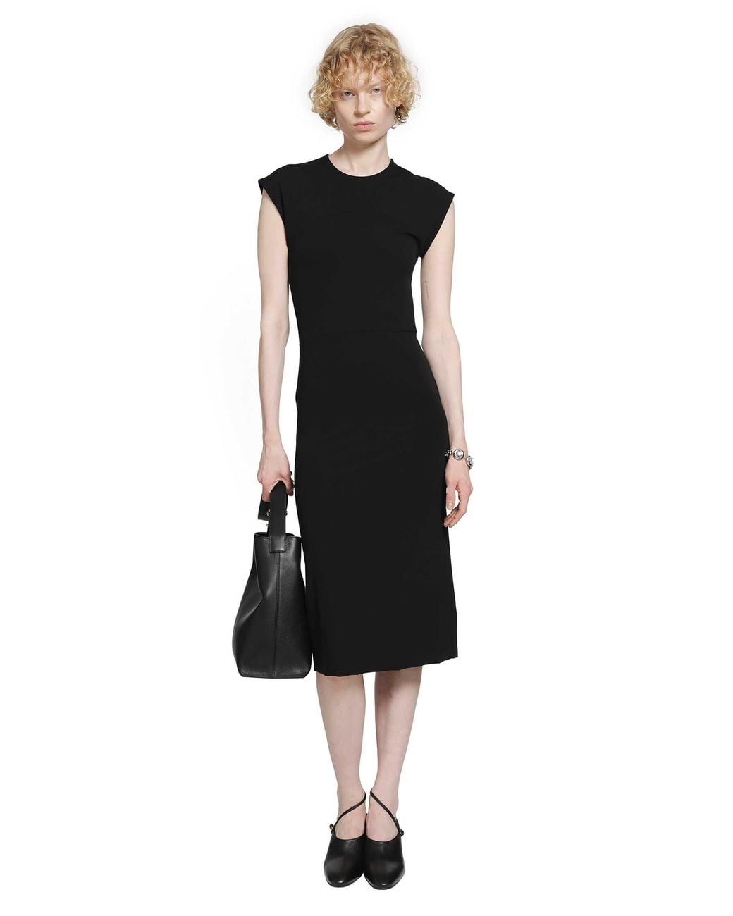 Jil Sander Black Lightweight Viscose Crewneck Dress