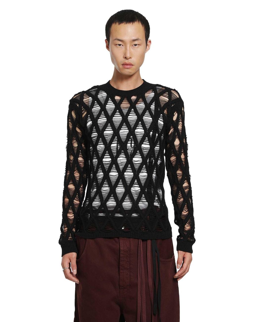 Ann Demeulemeester Black Carlos Diamond Stitch Sweater for men