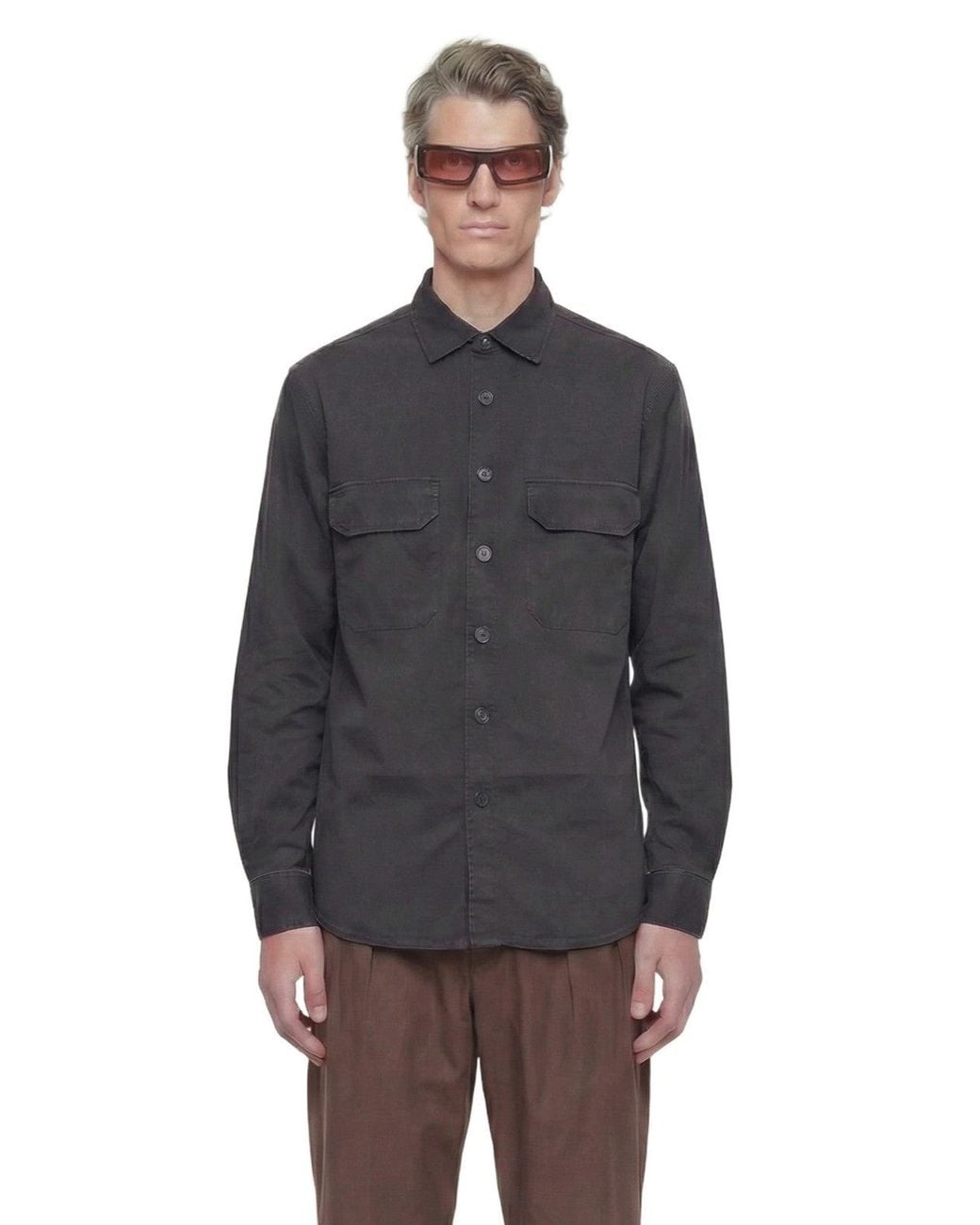 White Sand Blue Cotton Overshirt for men