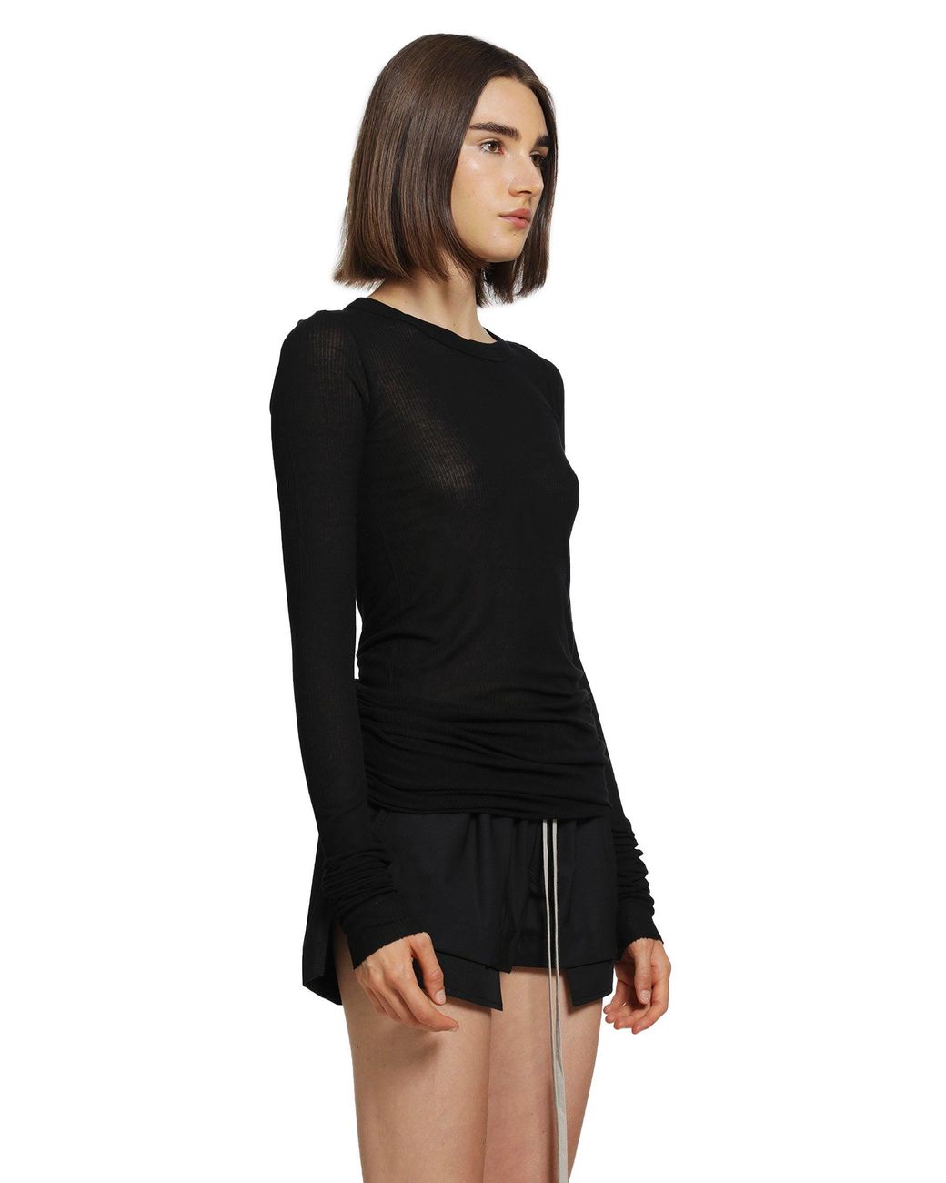 Rick Owens Black Tower Rib Ls T