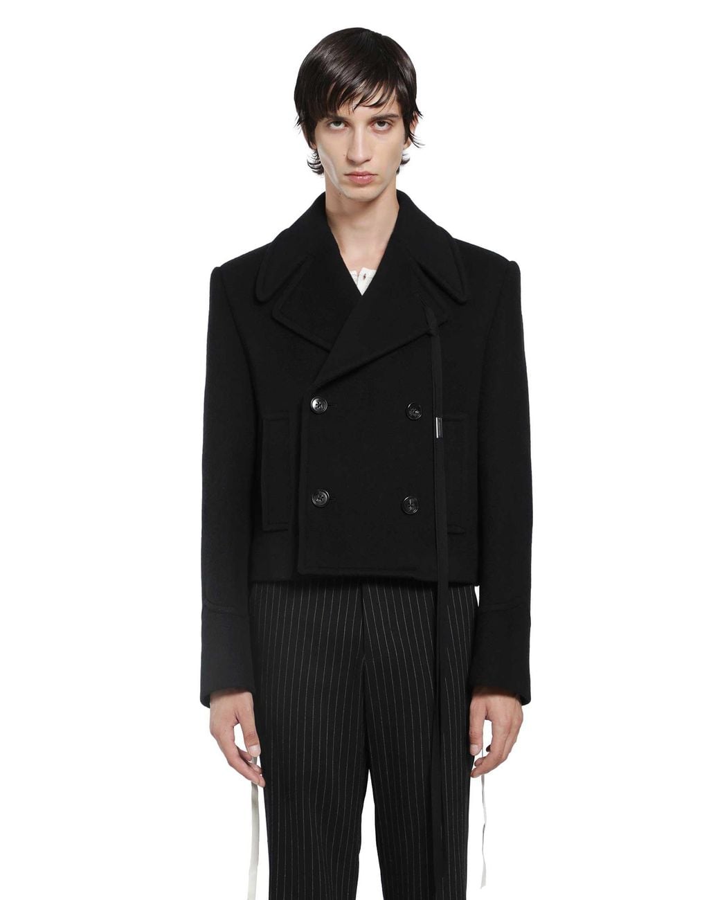 Ann Demeulemeester Black Dalmar Double-Breasted Short Caban for men
