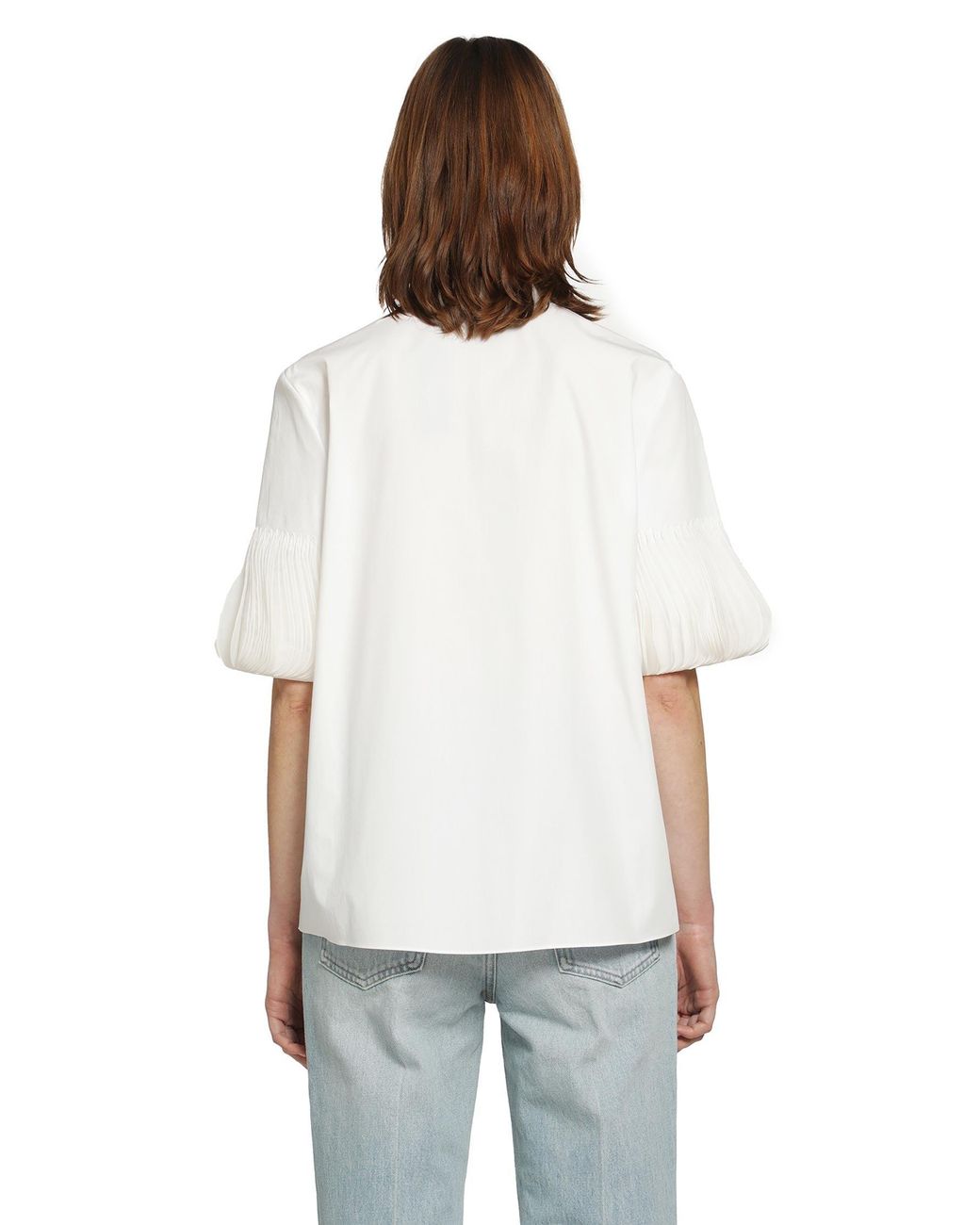Valentino White Short Sleeve Shirt With Pleated Cuffs