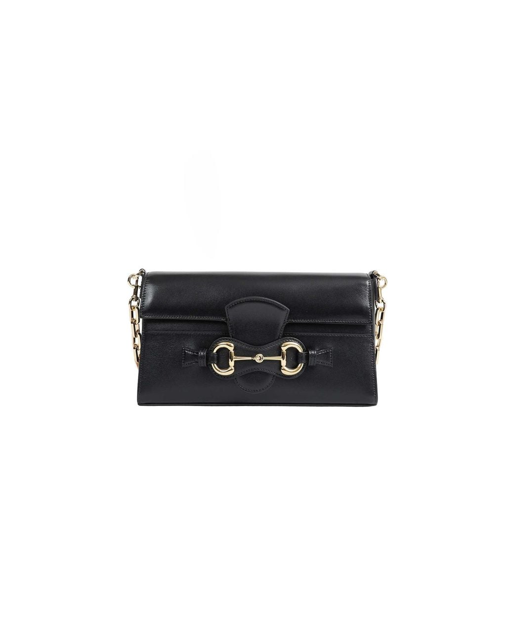 Gucci Black Horsebit Ristretto Medium Shoulder Bag