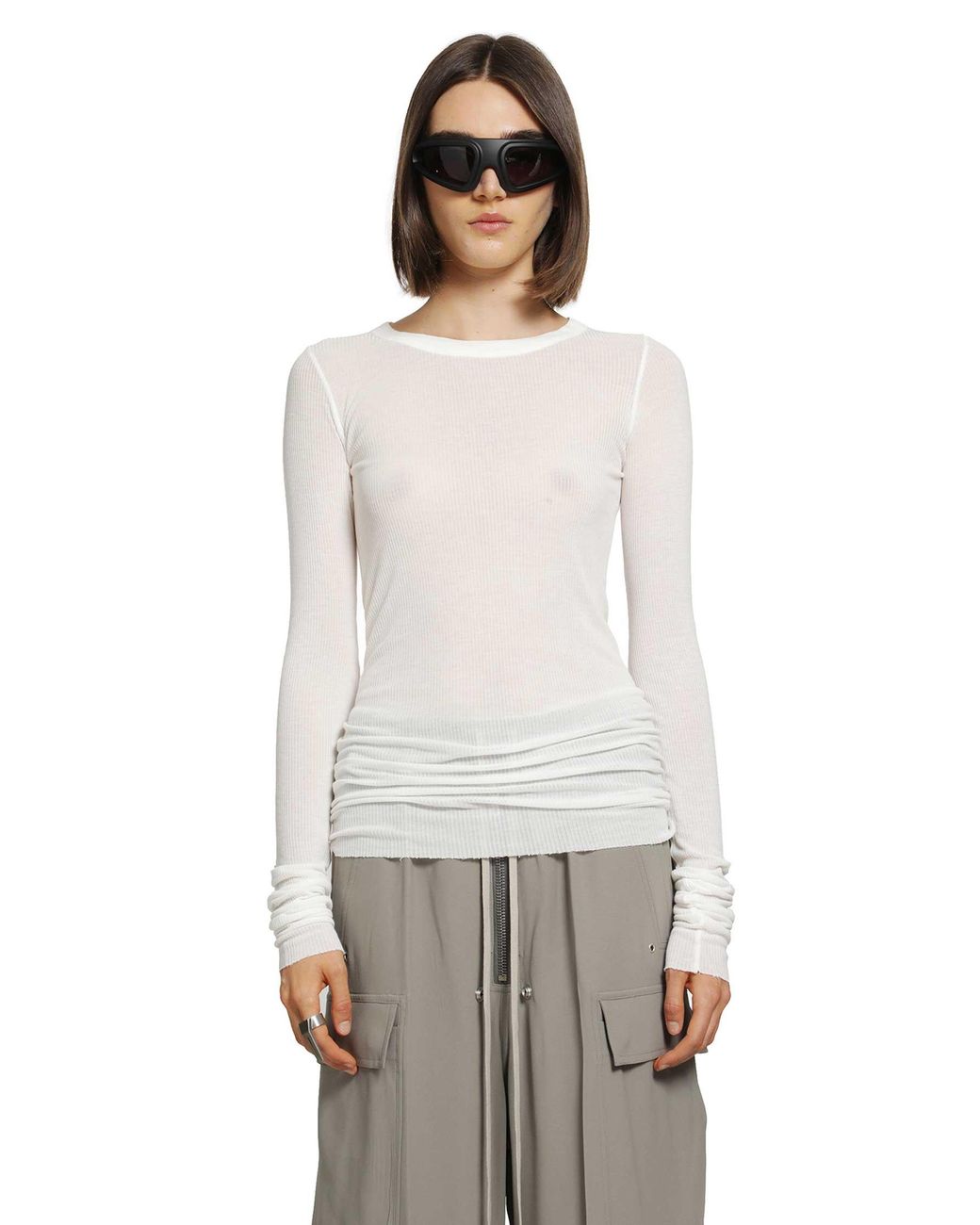 Rick Owens White Tower Rib Ls T
