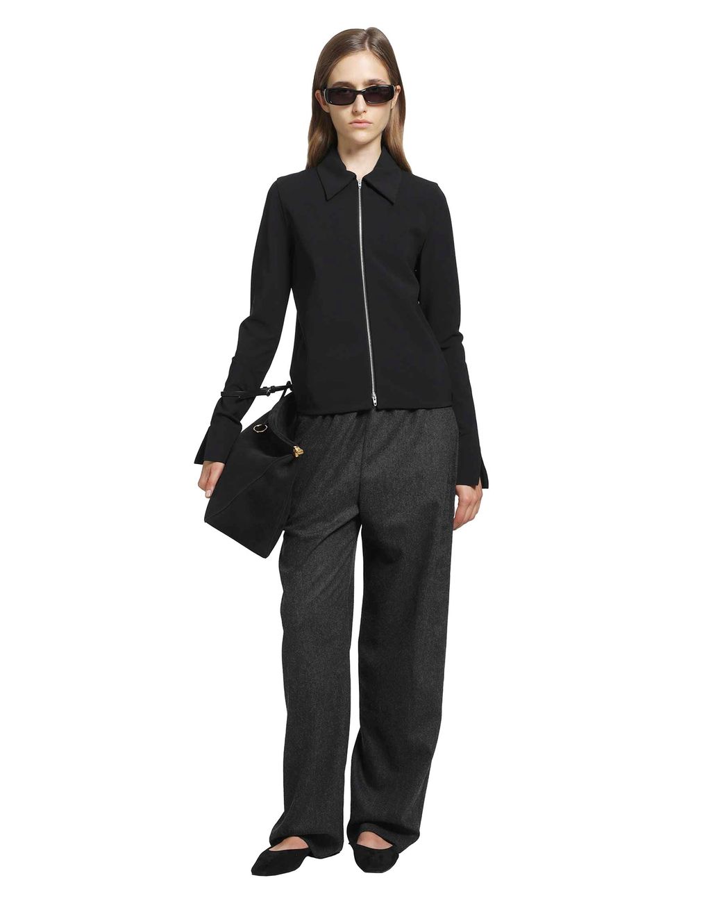 Jil Sander Black Jersey Zip Closure Jacket