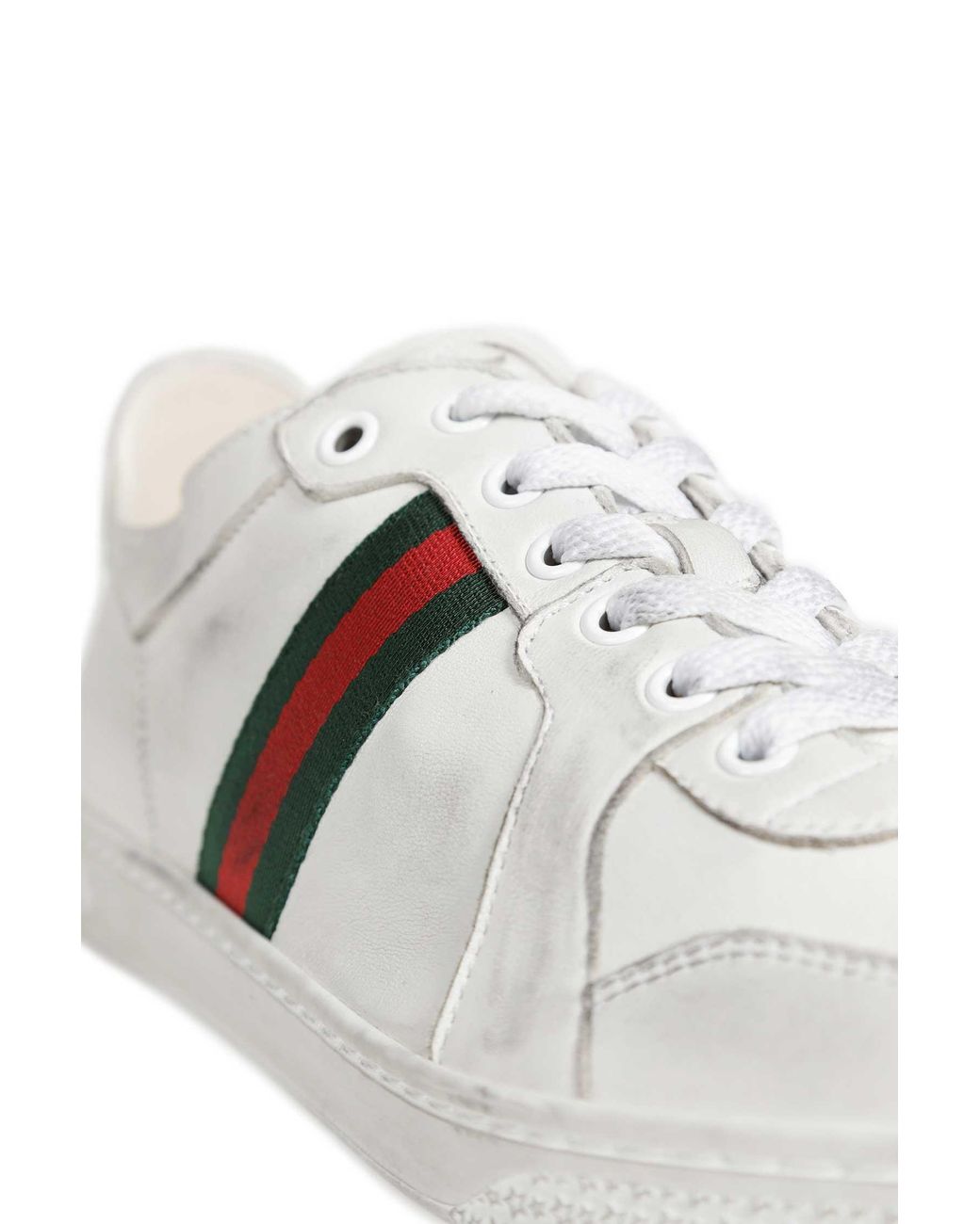 Gucci White Stretch Low-Top Sneakers