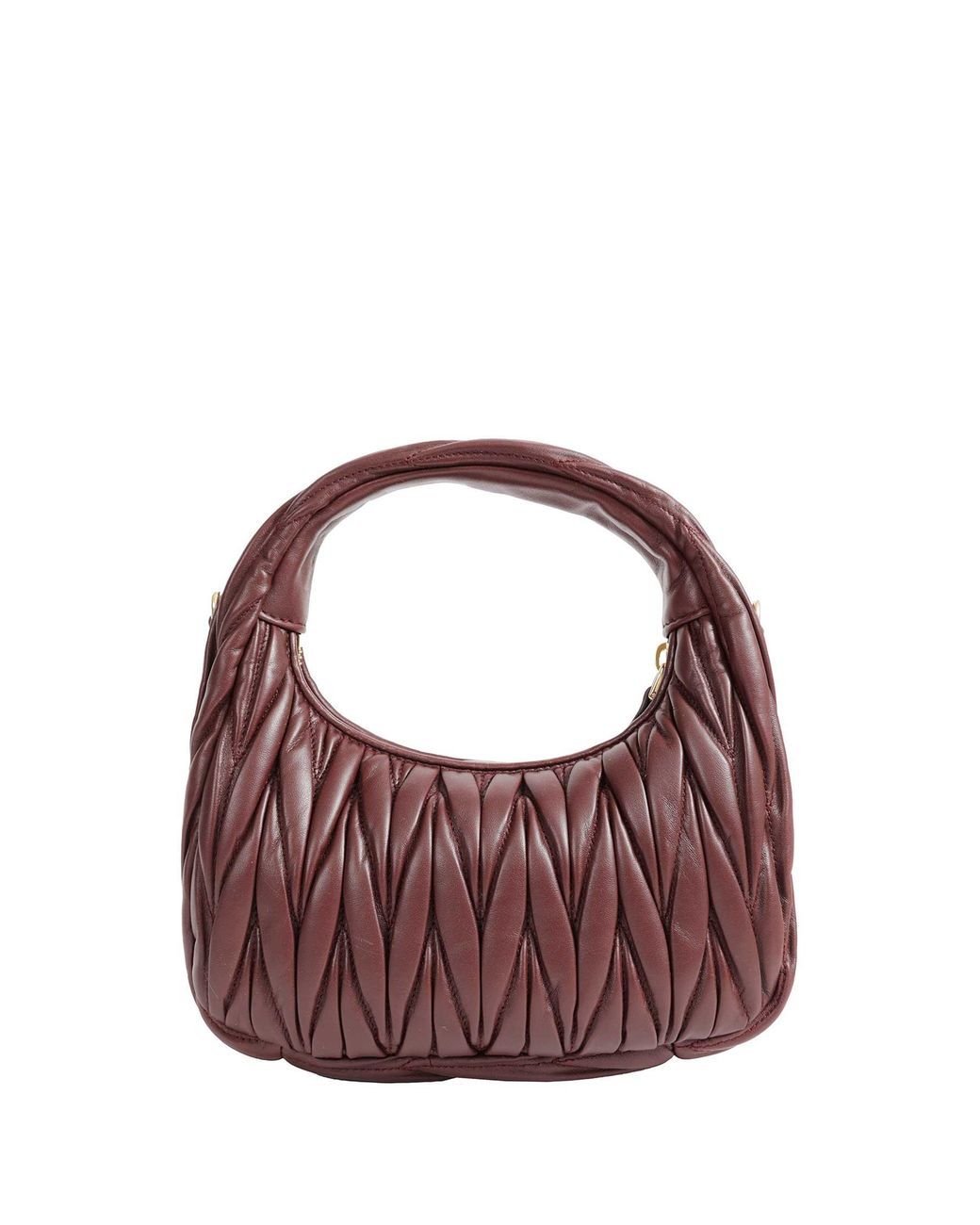 Miu Miu Brown Wander Matelassé Nappa Leather Hobo Bag