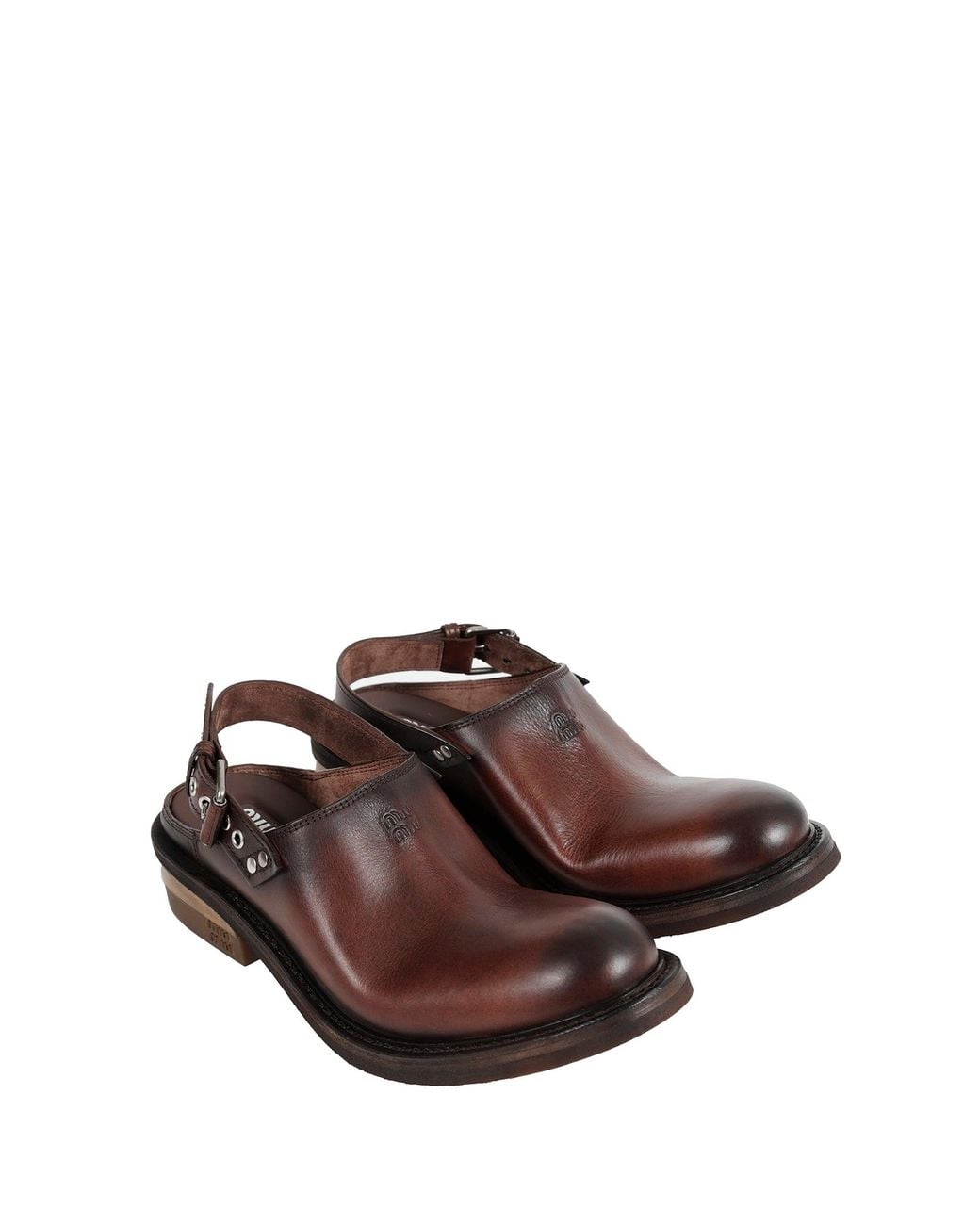 Miu Miu Brown Foule Leather Mules