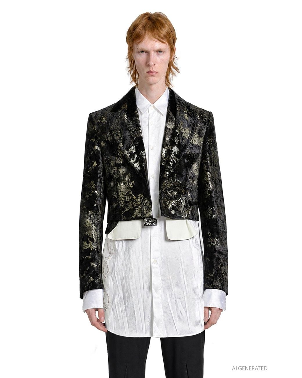 Comme des Garçons White Dotted Satin And Lace Pocket Shirt for men