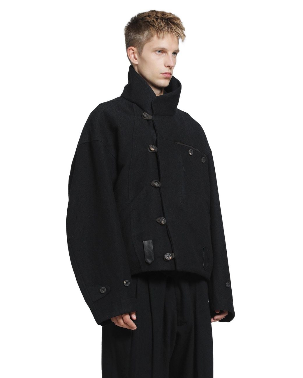 Ziggy Chen Black Asymmetric 'Hidden Arc' Jacket for men