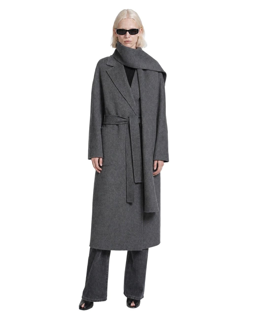 Max Mara Gray Long Double Wool Coat