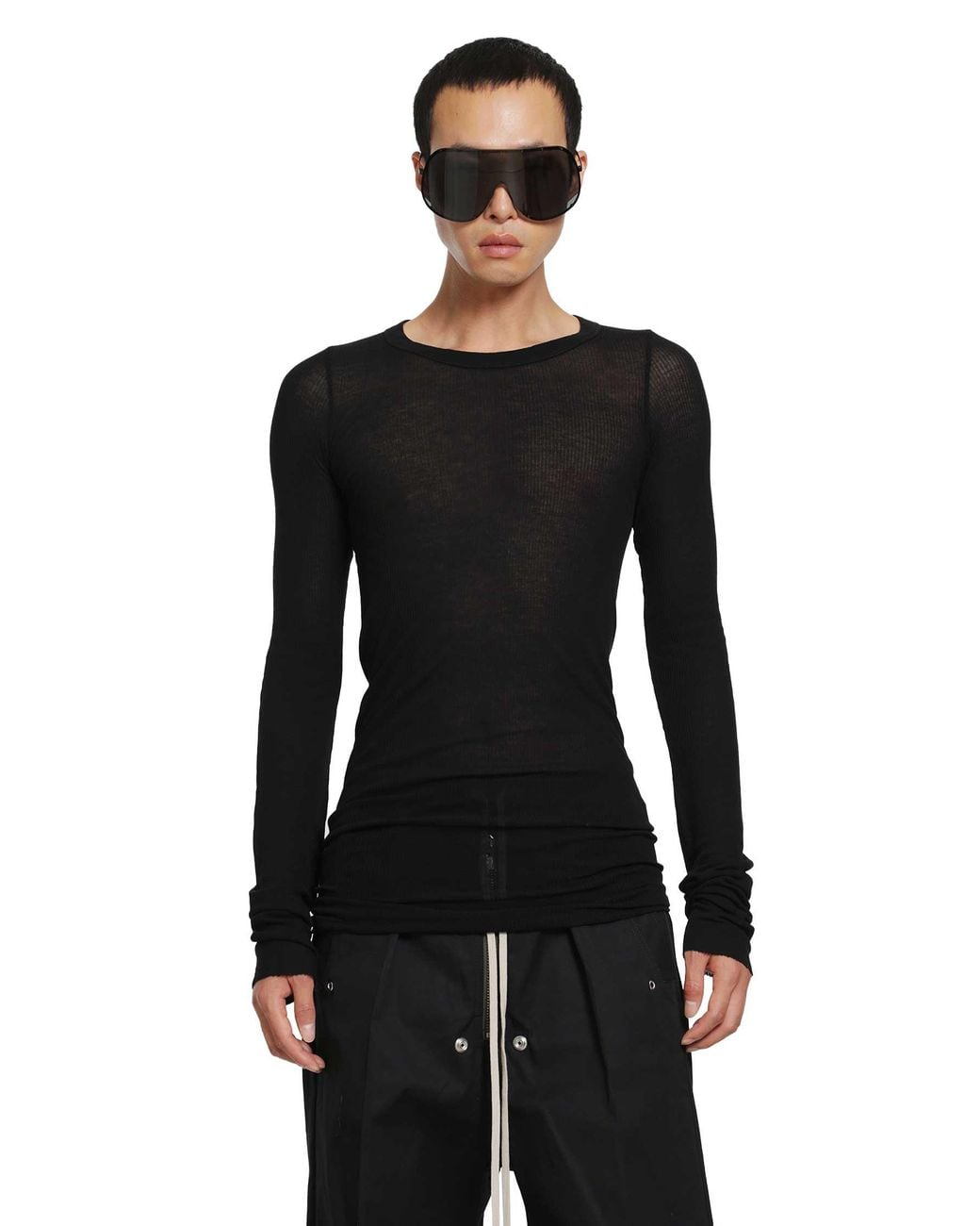 Rick Owens Black Tower Rib Ls T for men