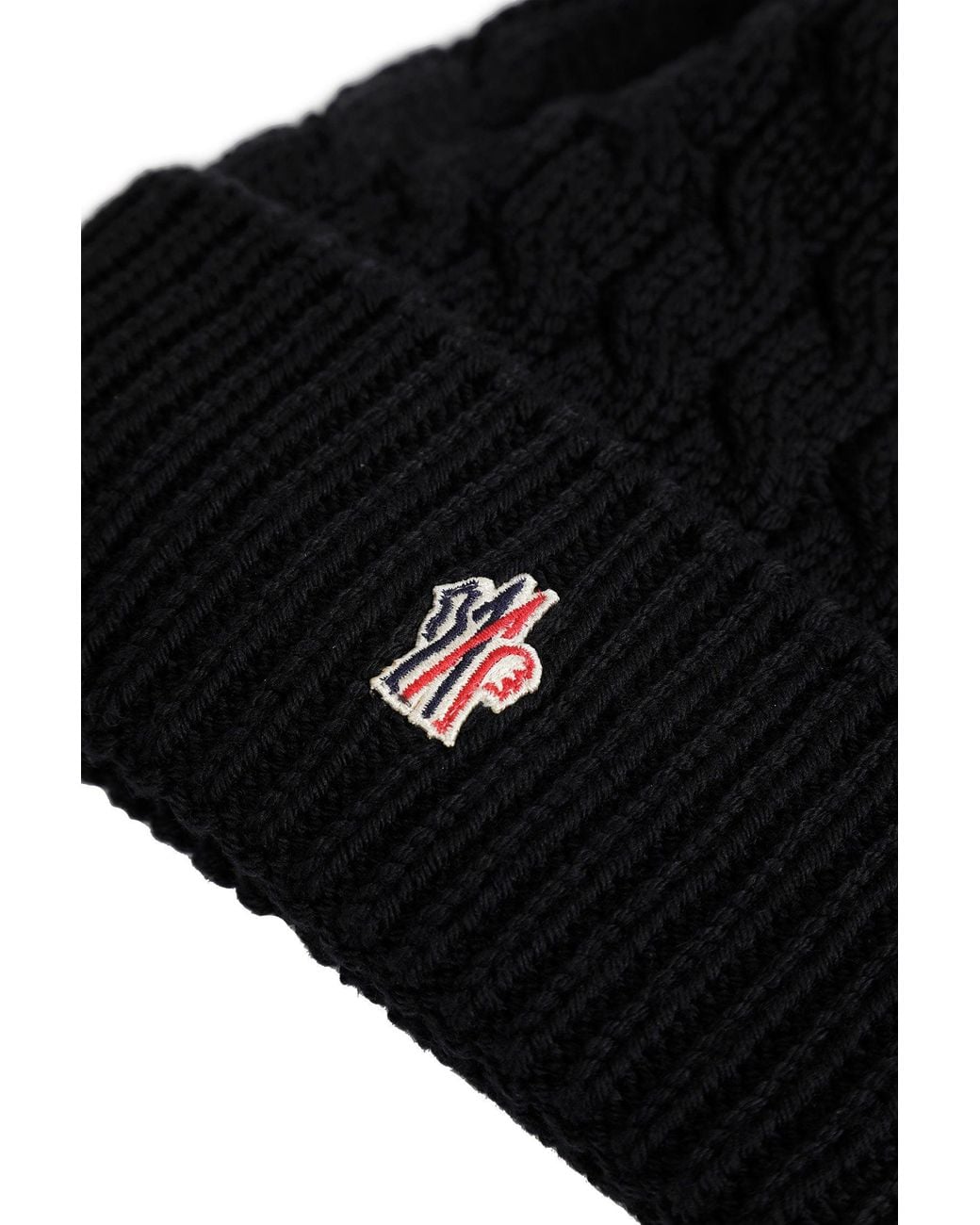 Moncler Black Wool Beanie With Pom Pom