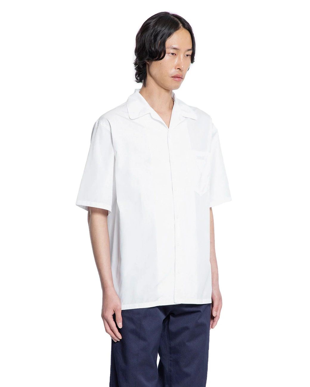 Prada White Cotton Bowling Shirt for men