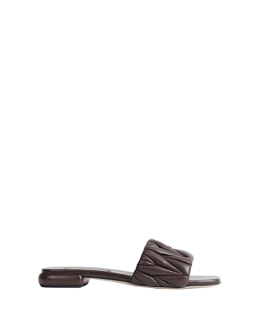 Miu Miu Brown Matelassé Nappa Leather Slides