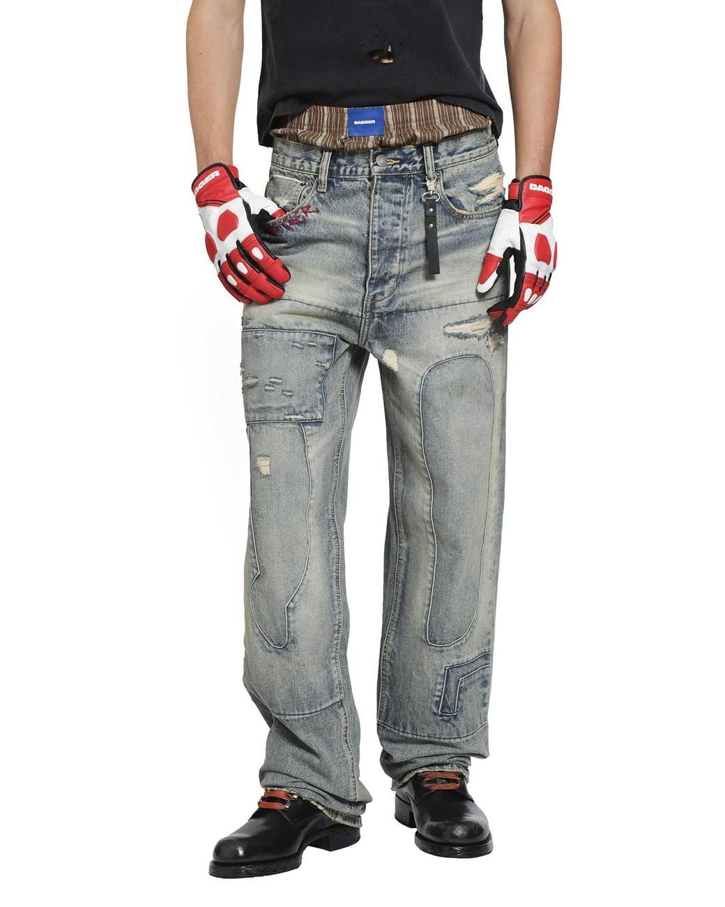 DAGGER Gray Sid Mended Jeans for men