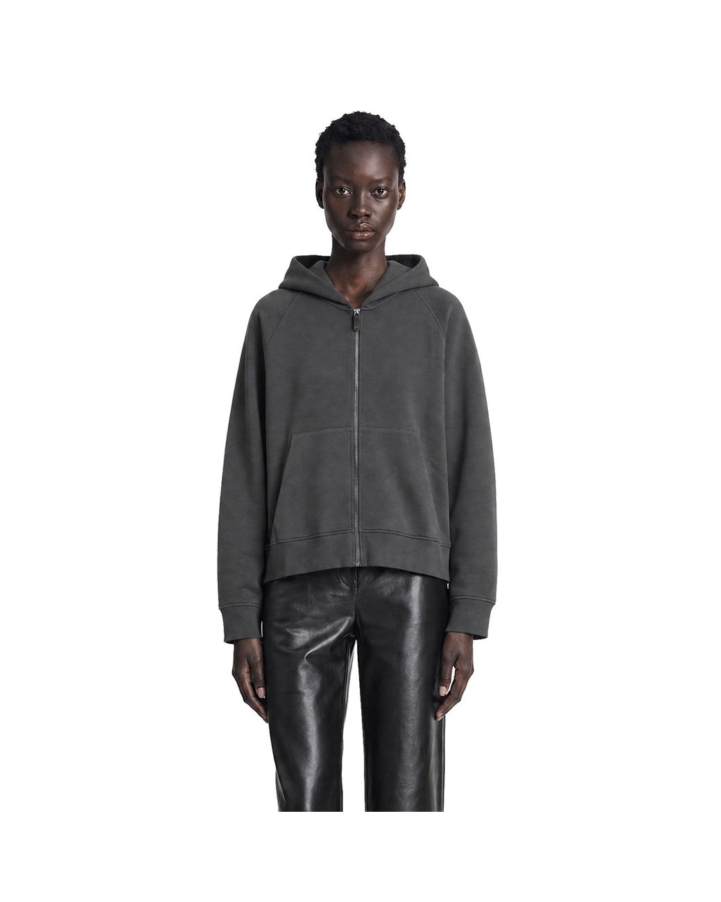 Max Mara Black Technical Cotton Zip-Up Hoodie