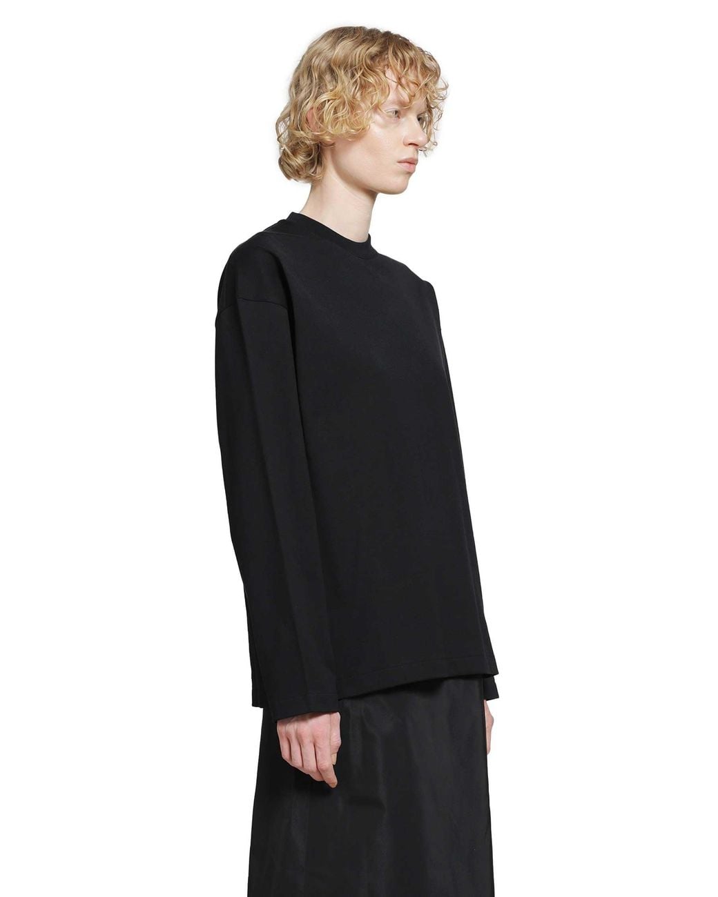 Jil Sander Black Cotton Crewneck Long Sleeve T-Shirt