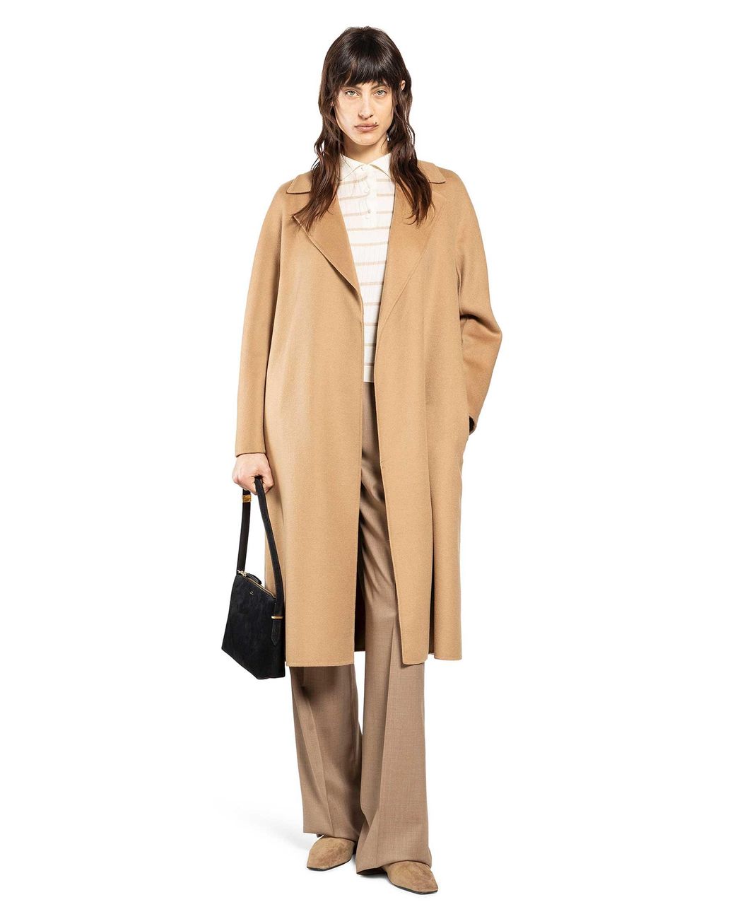 Max Mara Natural Striped Cashmere Silk Polo