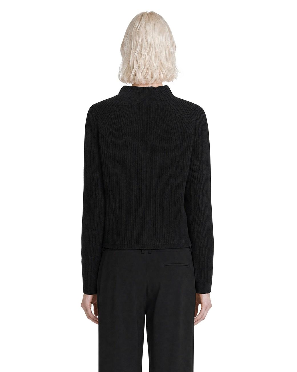 Max Mara Black Wool Cashmere Mock Neck Sweater