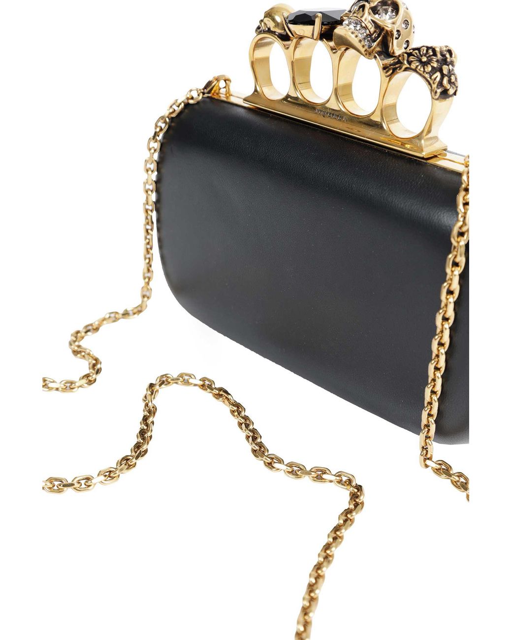 McQueen Black Knuckle Clutch With Chain