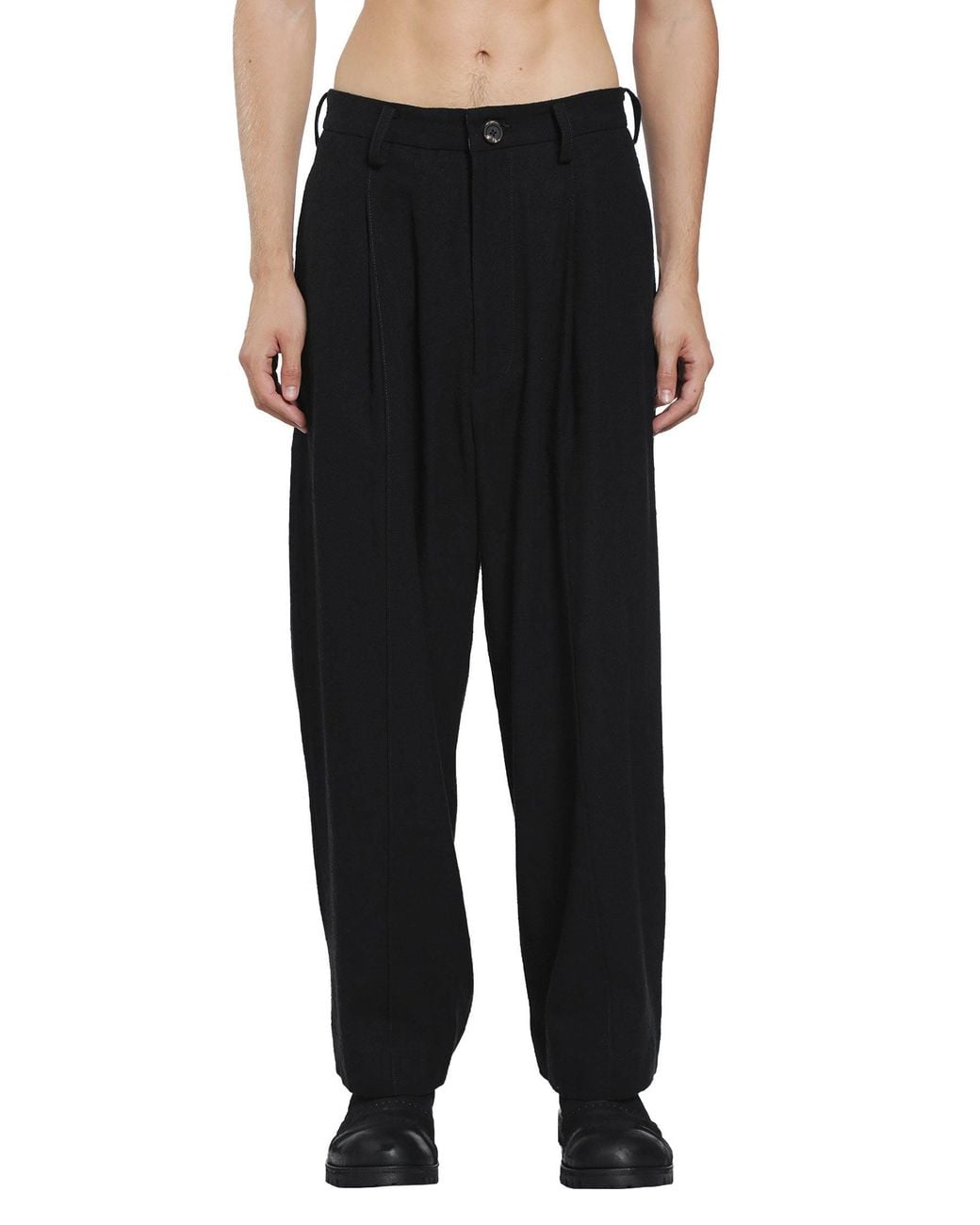 Ziggy Chen Black Pleated Straight Leg Trousers for men