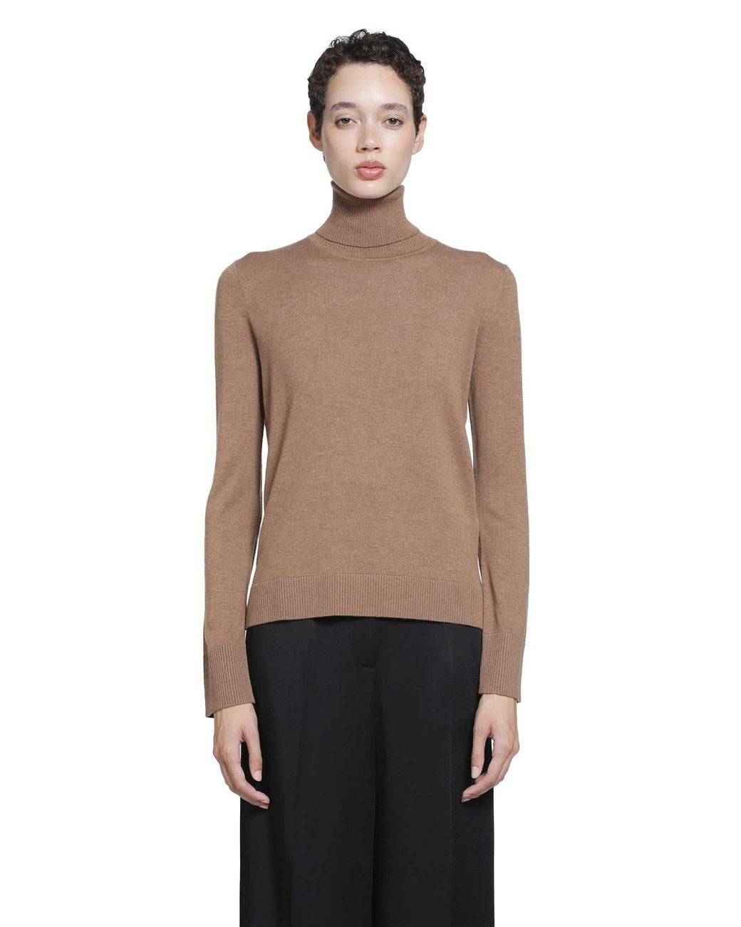Max Mara Brown Wool Turtleneck Top