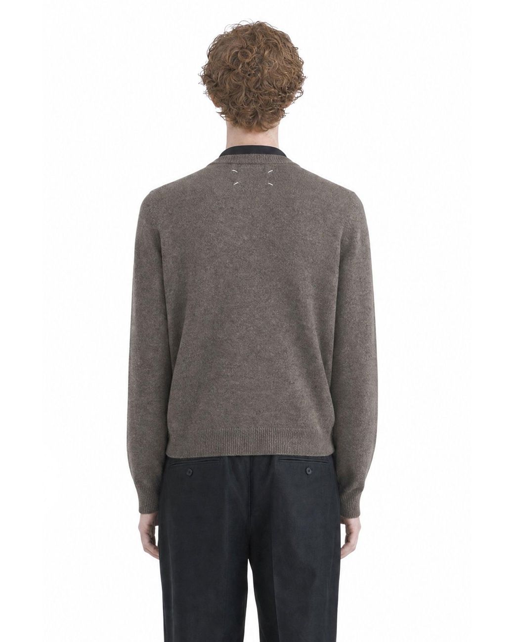 Maison Margiela Gray Fused Knit Wool Crewneck Sweater for men