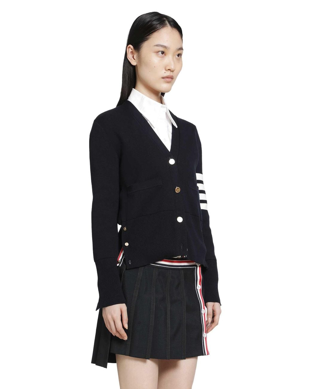 Thom Browne Black Milano Classic 4-Bar V-Neck Cardigan