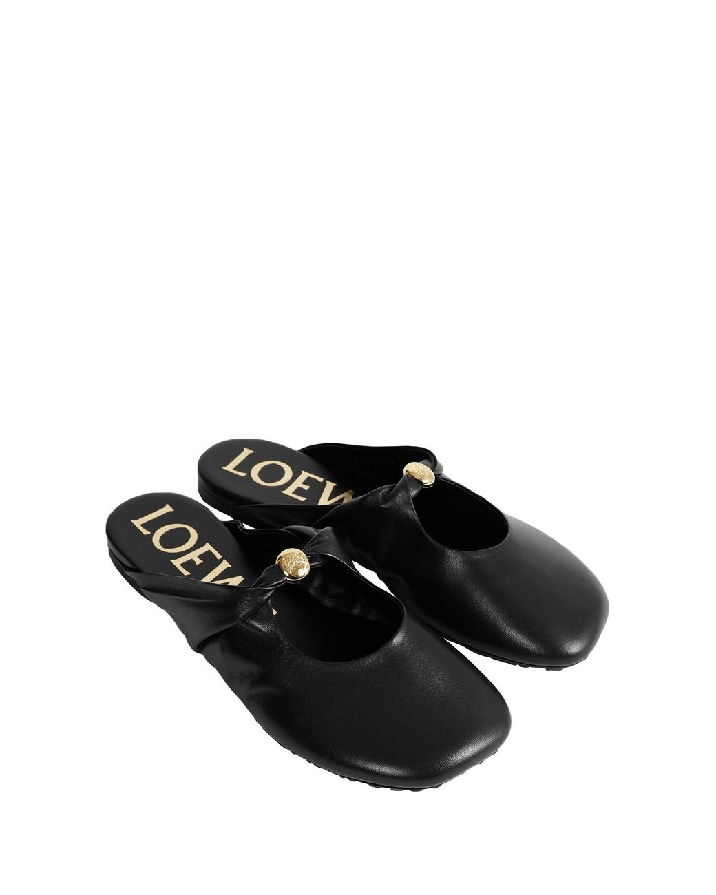 Loewe Black Leather Mules