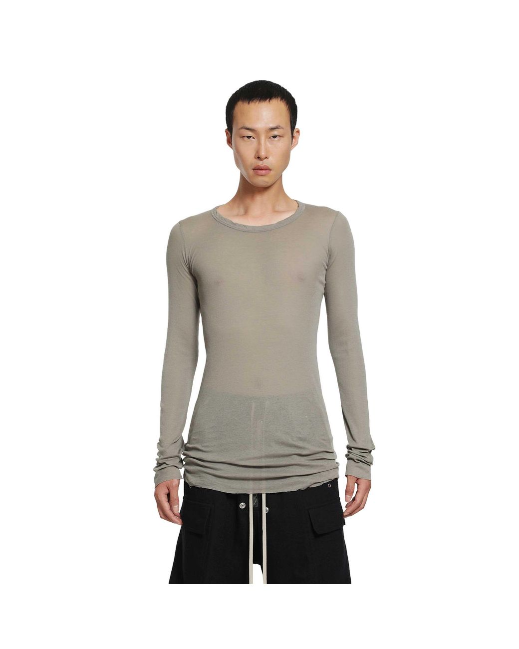 Rick Owens Gray Tower Rib Ls T for men