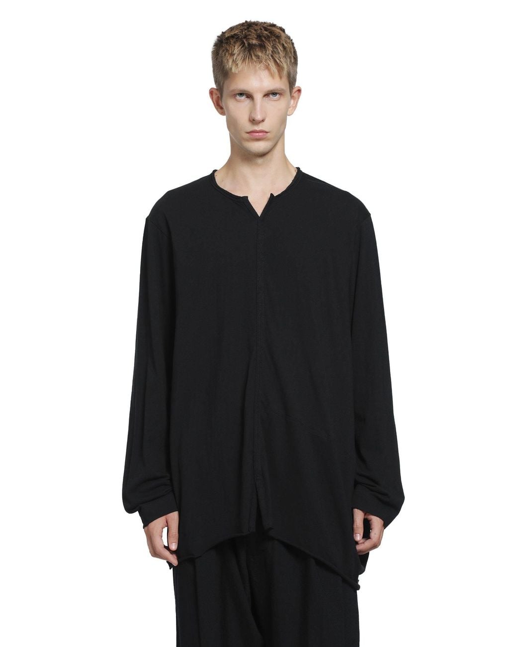 Ziggy Chen Black V-Neck Long Sleeve T-Shirt for men