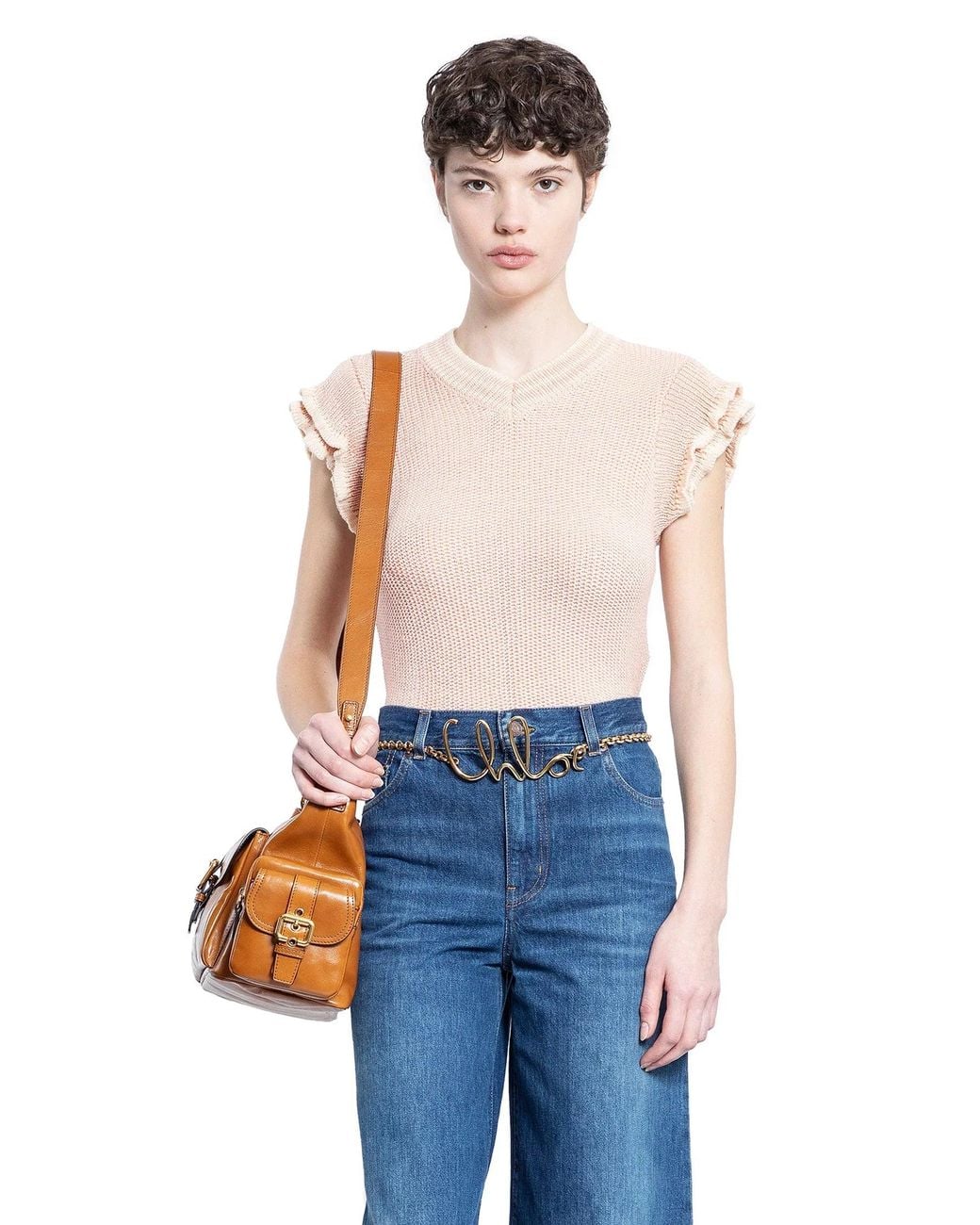 Chloé Blue Short Sleeve Knit Top