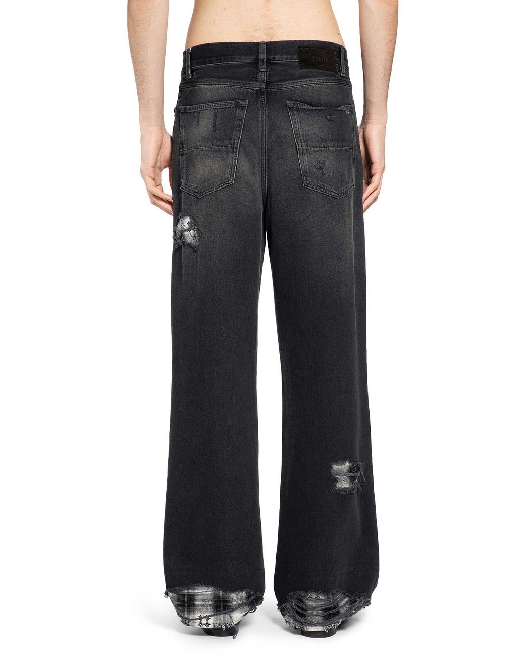 Amiri Black Flannel Repair Baggy Jeans for men