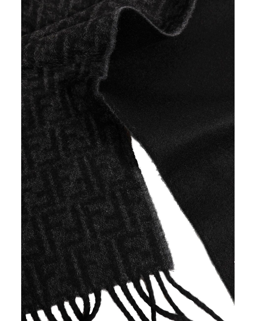 Fendi Black Ff Zucca Jacquard Wool And Cashmere Scarf for men