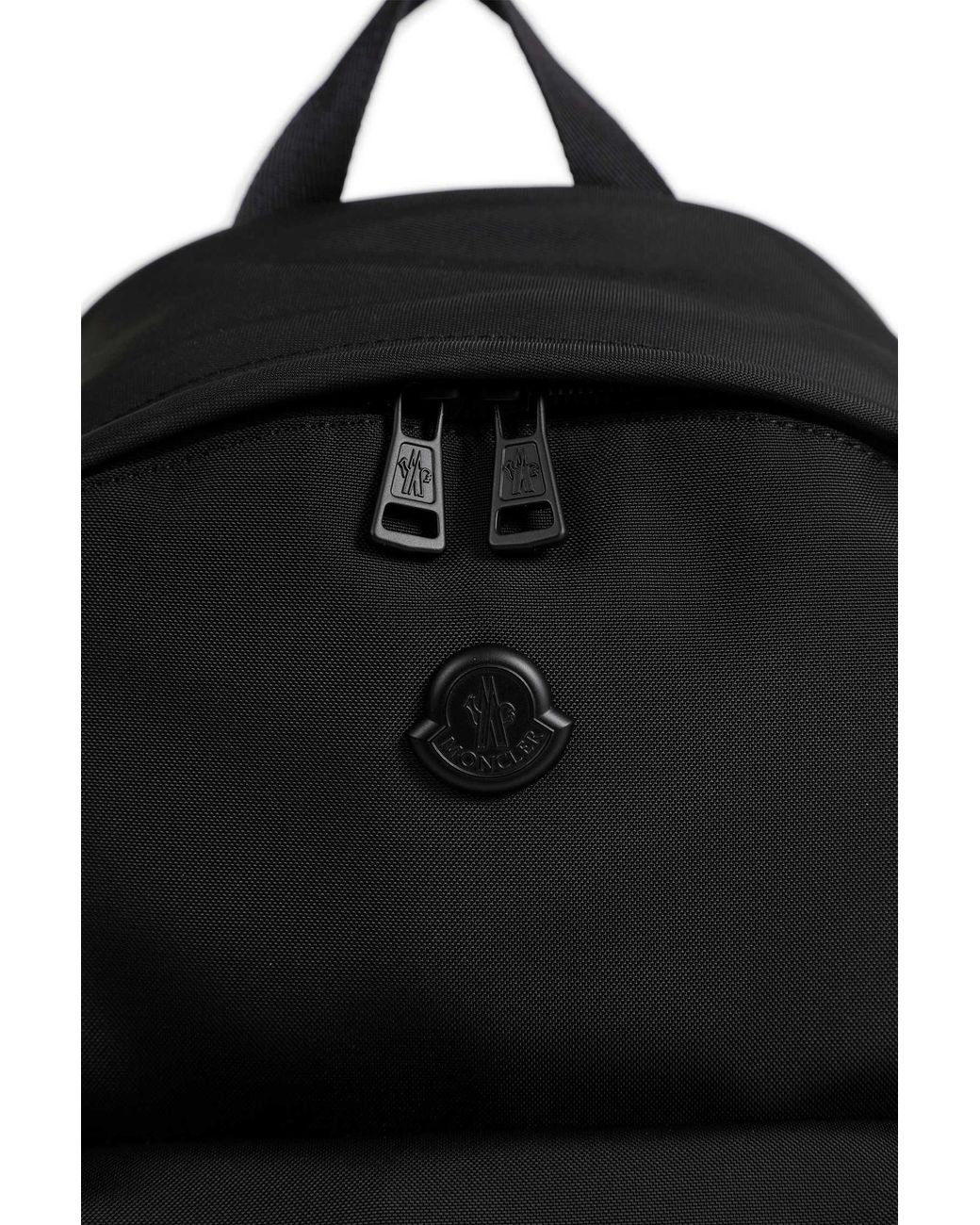 Moncler Black New Pierrick Metal Logo Backpack for men