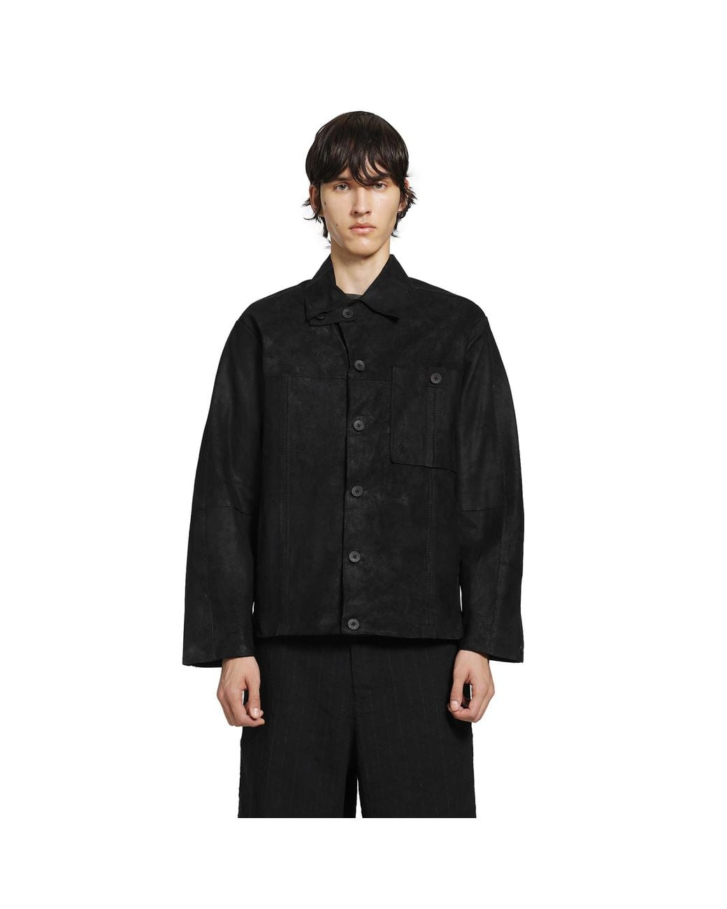Transit Black Marbled Lambskin Jacket for men